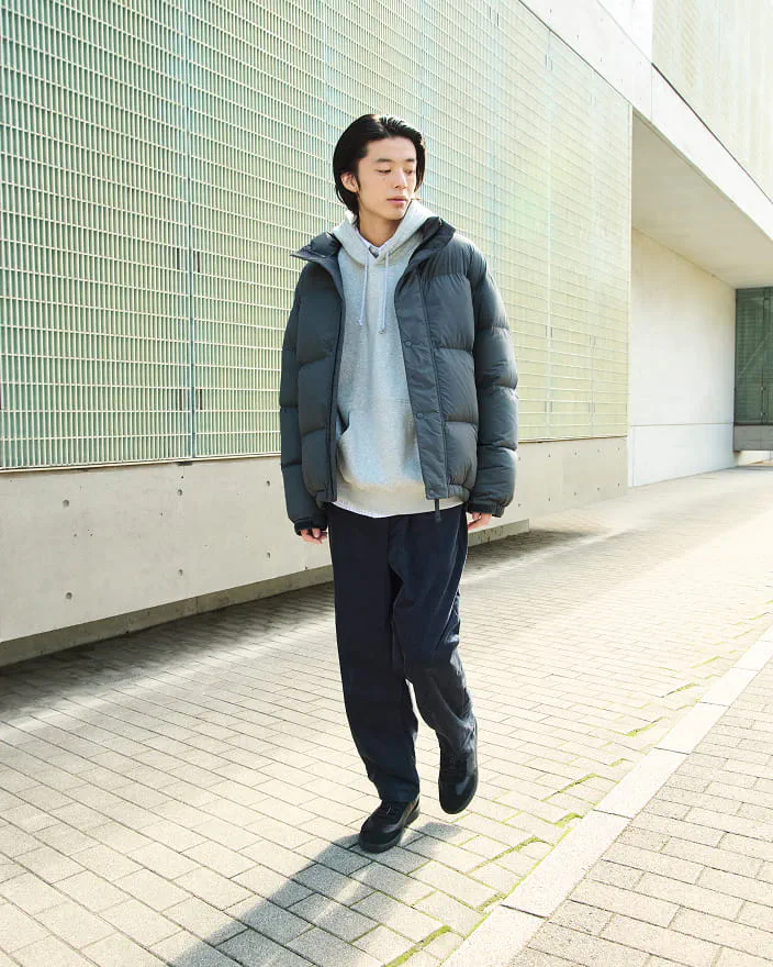 紳士　洗いざらし太番手クルーネック長袖Ｔシャツの着用イメージ2