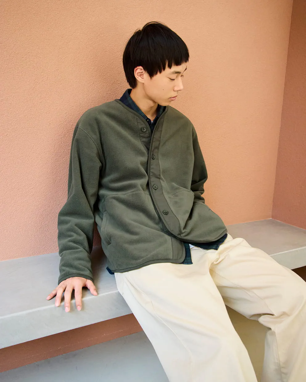 紳士　洗いざらしコットンイージーパンツの着用イメージ2