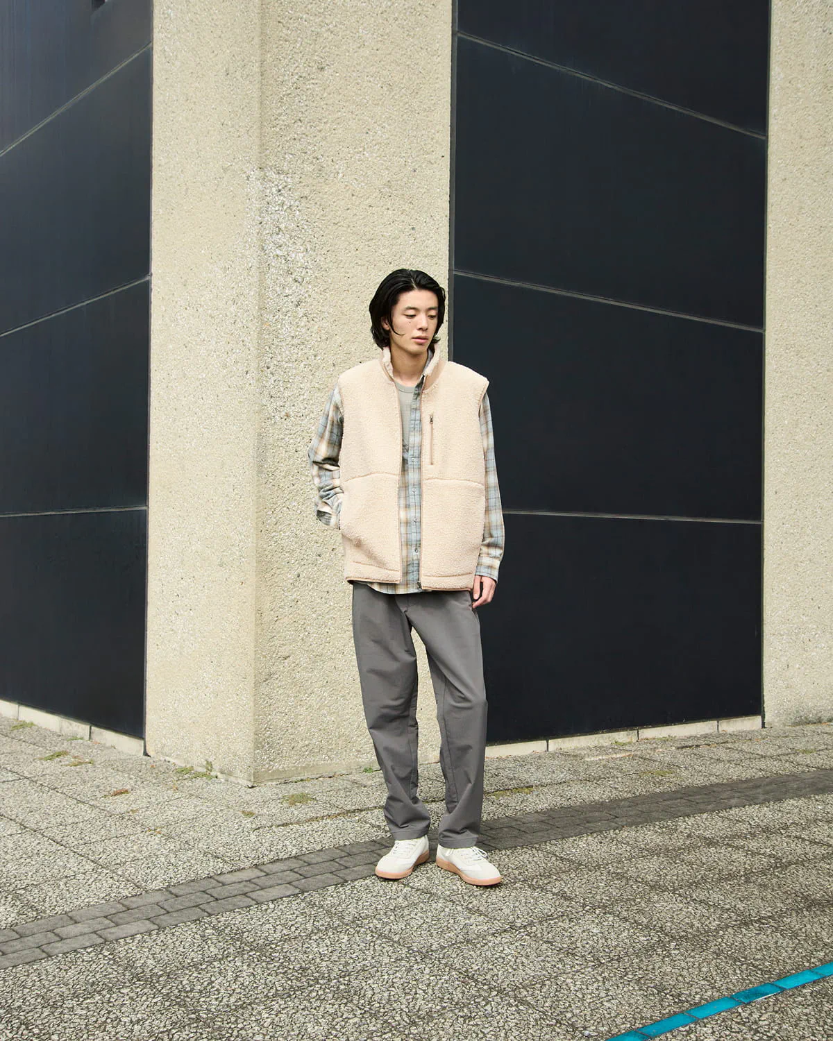 紳士　両面起毛フランネルシャツジャケットの着用イメージ1