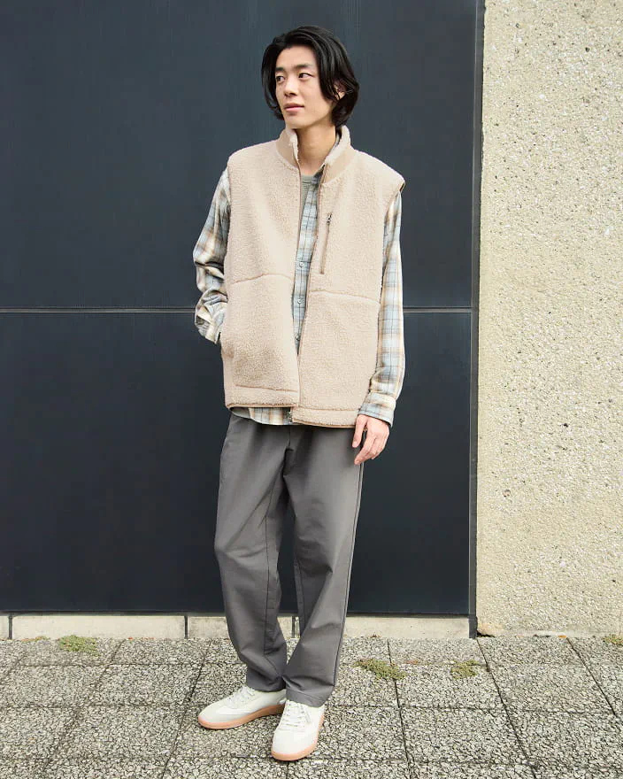 紳士　両面起毛フランネルシャツジャケットの着用イメージ2