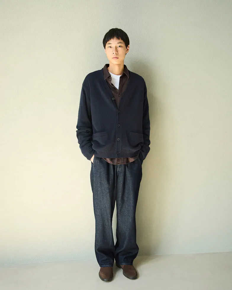 紳士　洗えるミラノリブ編みクルーネックセーターの着用イメージ1