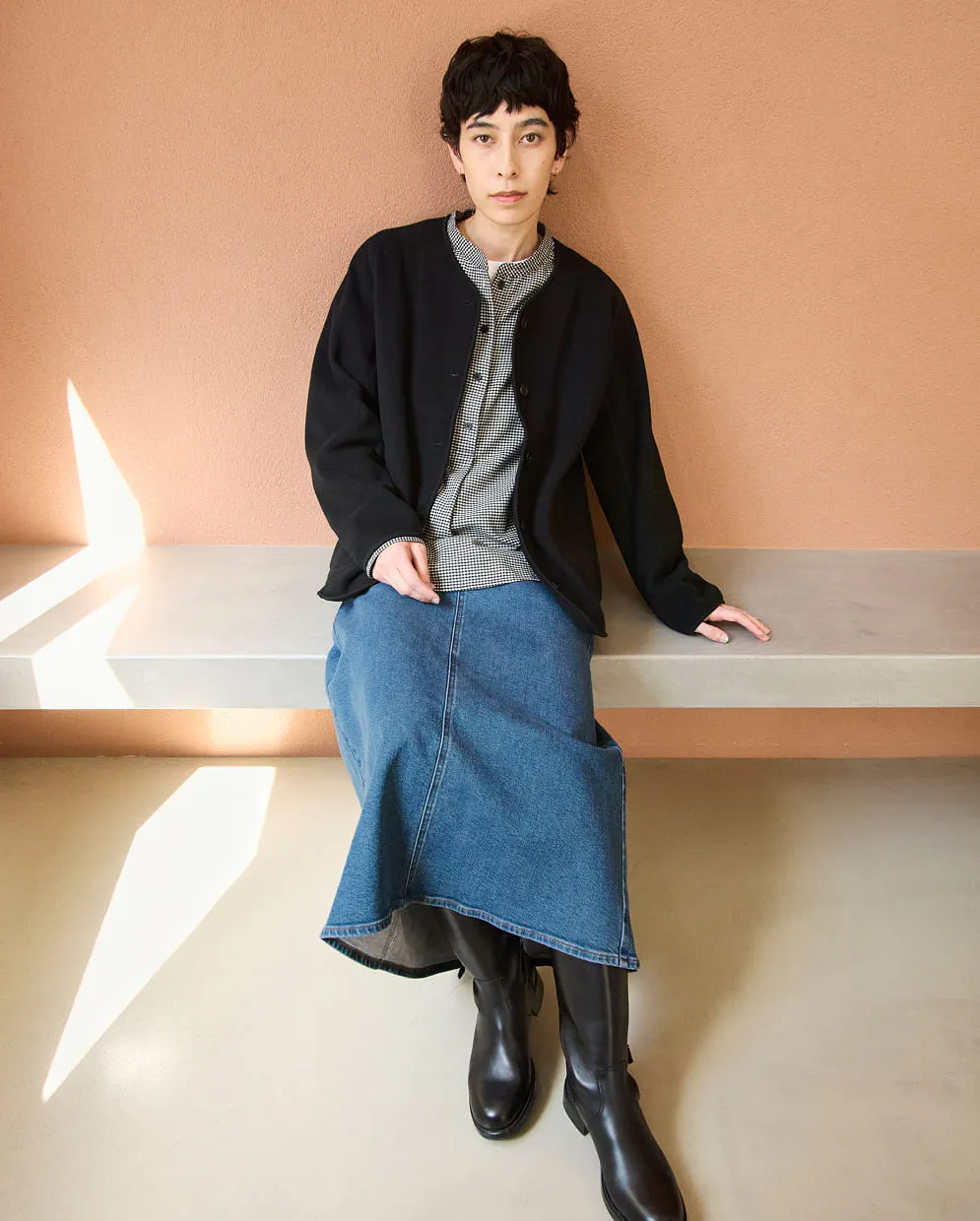 婦人　裏毛スウェットカーディガンの着用イメージ2