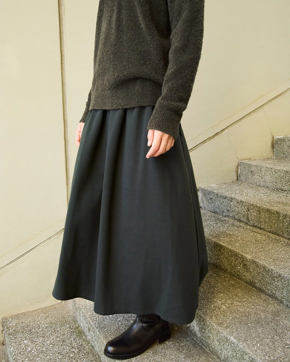 婦人　両面起毛フランネルレギュラーカラー長袖シャツの着用イメージ1