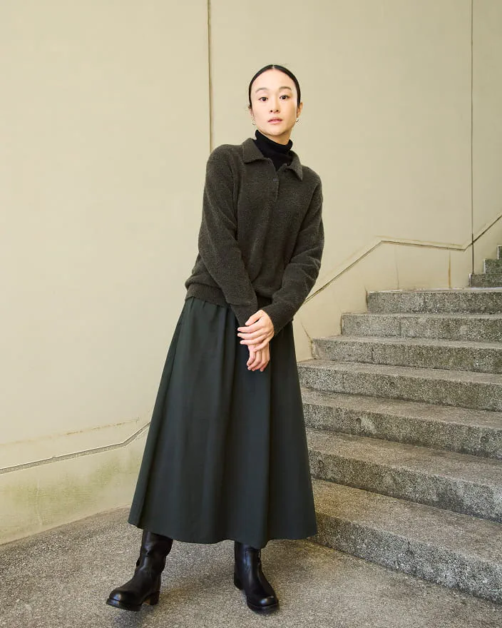 婦人　両面起毛フランネルレギュラーカラー長袖シャツの着用イメージ2