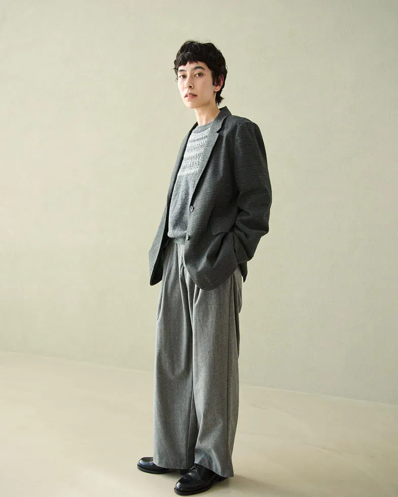 婦人　洗えるミラノリブ編みクルーネックセーターの着用イメージ2