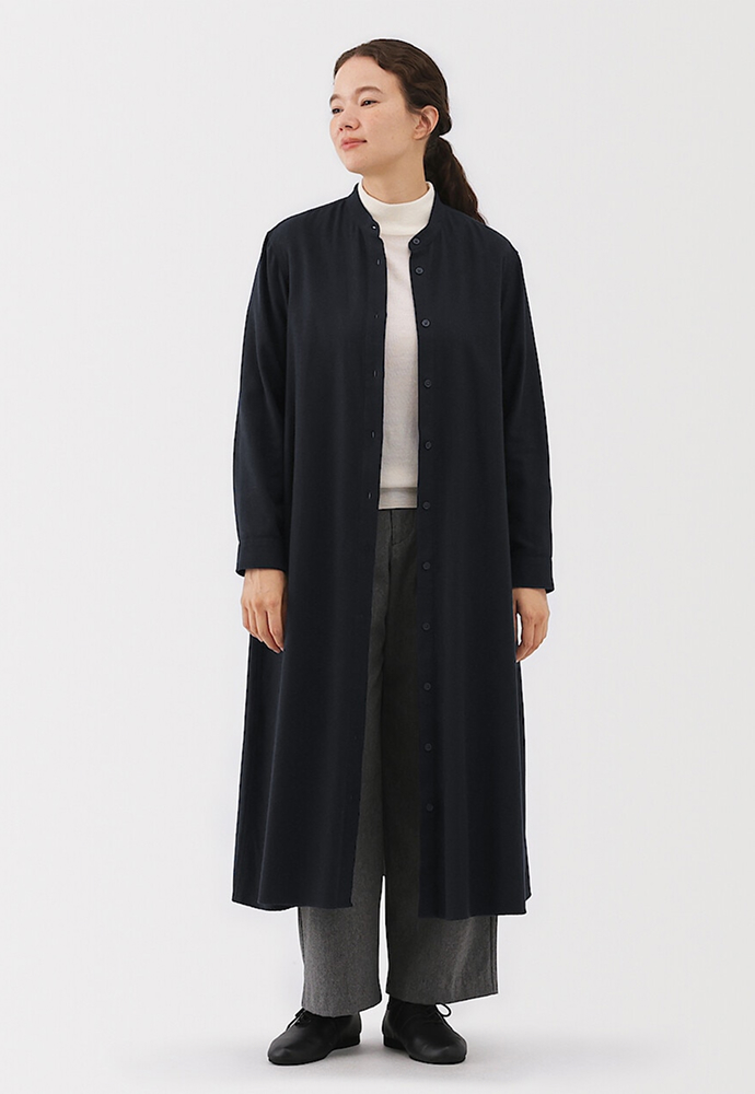 女雙面起毛法蘭絨立領長袖洋裝