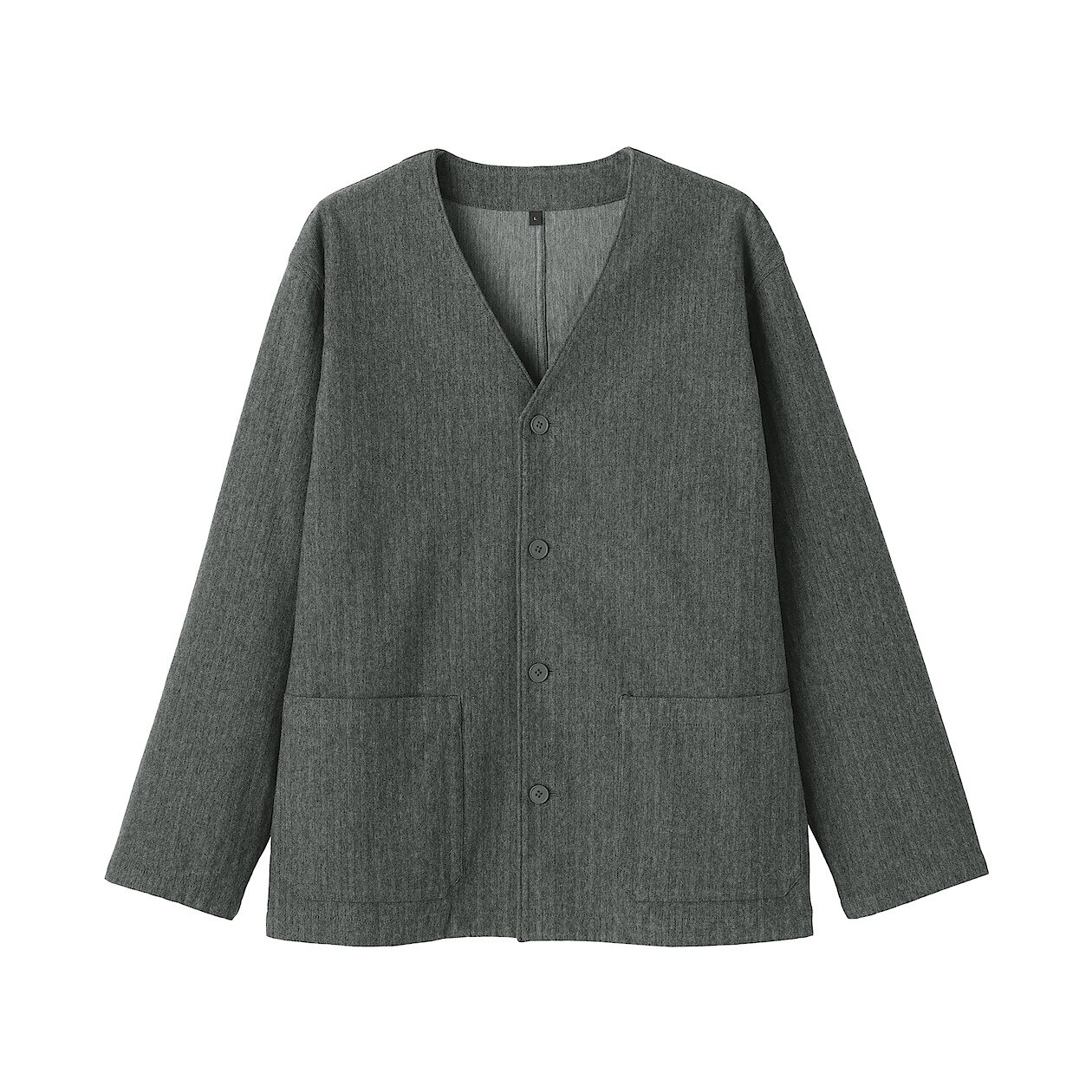 男縱橫彈性起毛人字紋開襟衫