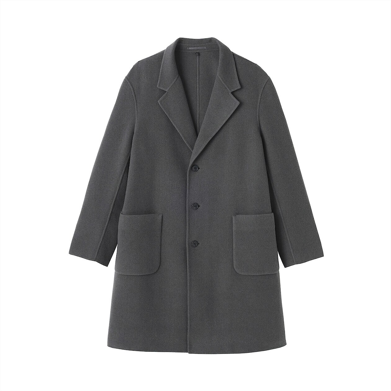 男羊毛混雙面織西裝式大衣