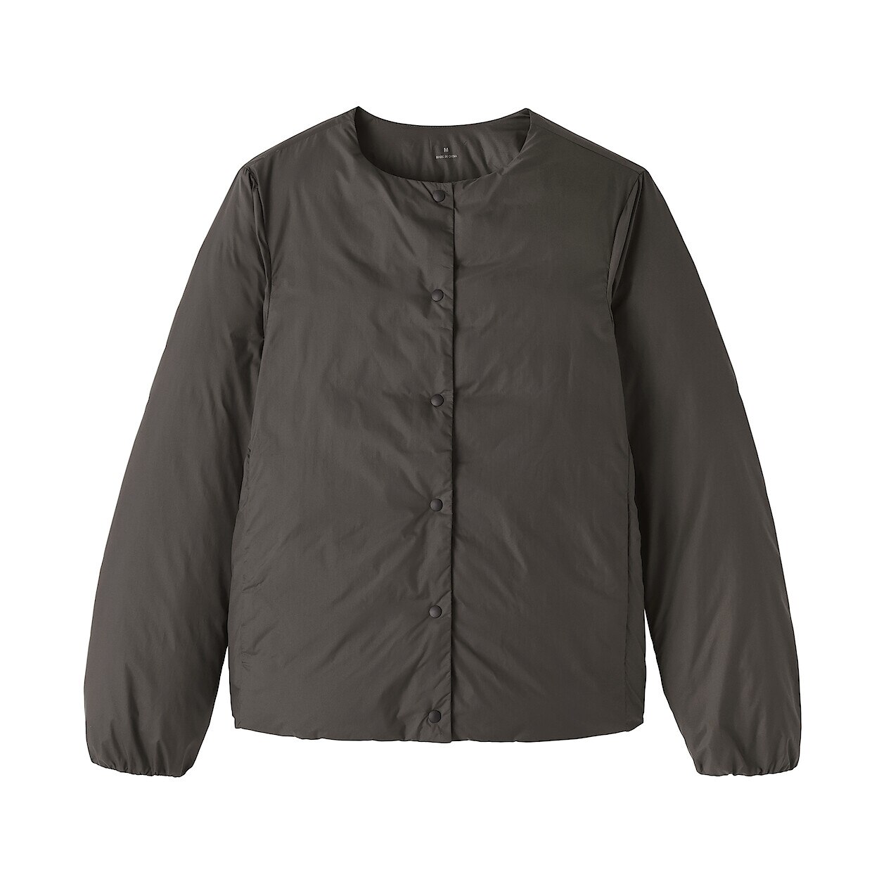 女輕量羽絨可攜式無領外套